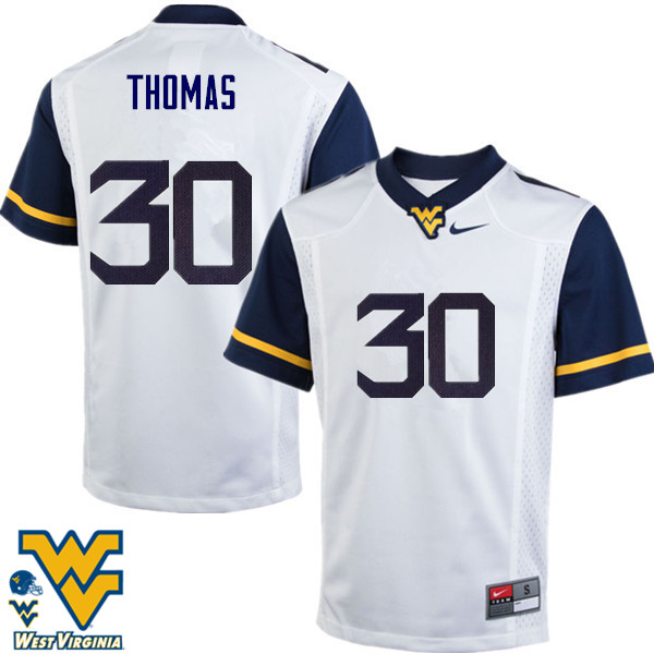 Men #30 J.T. Thomas West Virginia Mountaineers College Football Jerseys-White